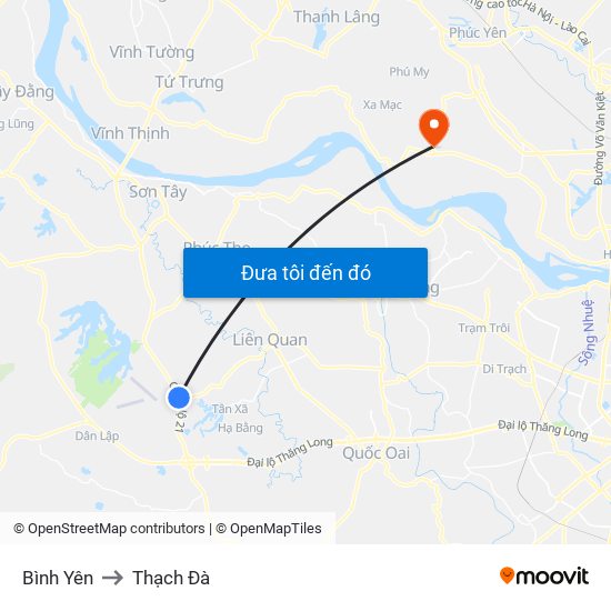 Bình Yên to Thạch Đà map