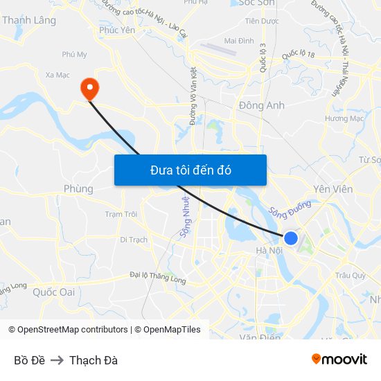 Bồ Đề to Thạch Đà map