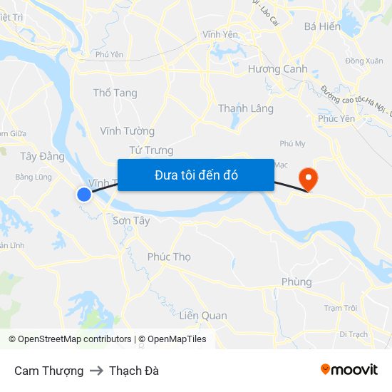 Cam Thượng to Thạch Đà map