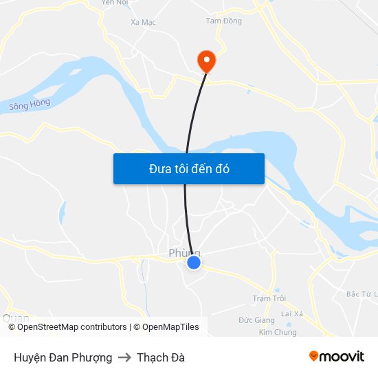 Huyện Đan Phượng to Thạch Đà map