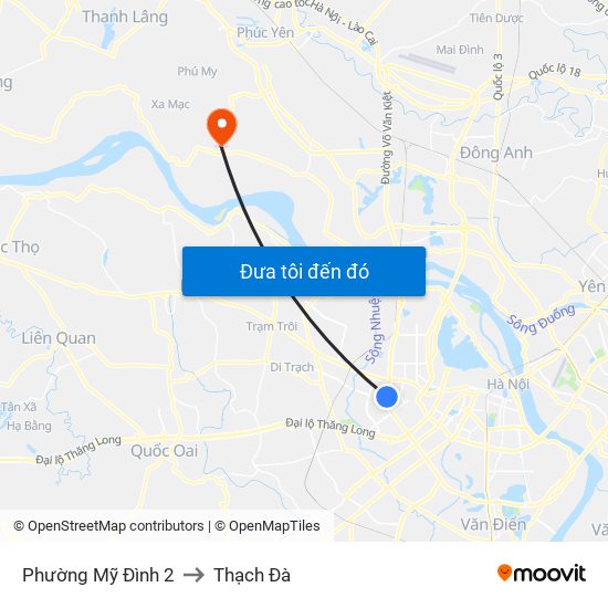 Phường Mỹ Đình 2 to Thạch Đà map