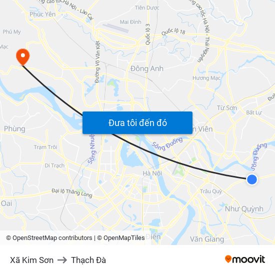 Xã Kim Sơn to Thạch Đà map