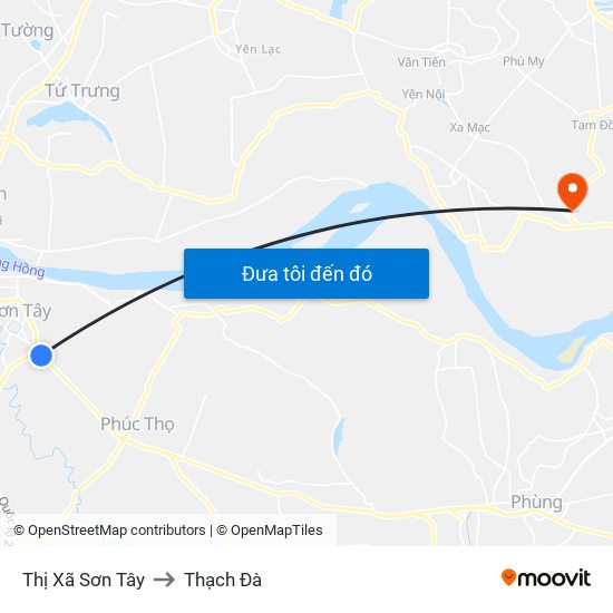 Thị Xã Sơn Tây to Thạch Đà map