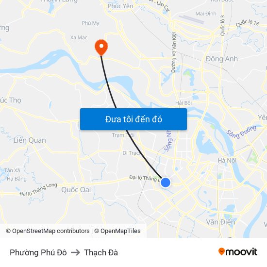 Phường Phú Đô to Thạch Đà map