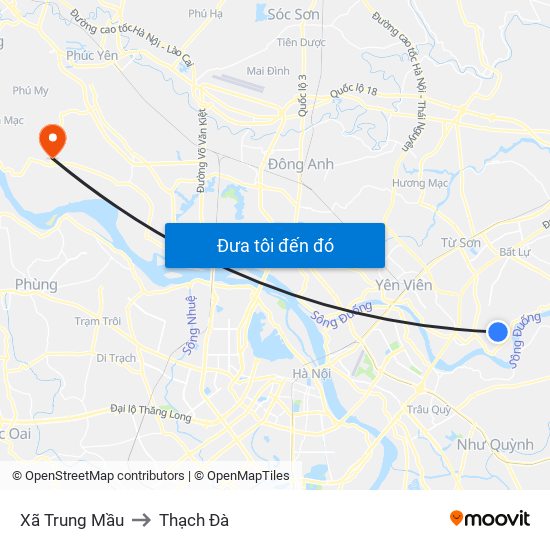 Xã Trung Mầu to Thạch Đà map