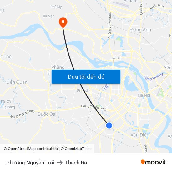 Phường Nguyễn Trãi to Thạch Đà map