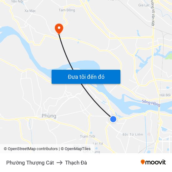 Phường Thượng Cát to Thạch Đà map