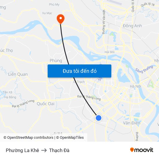 Phường La Khê to Thạch Đà map