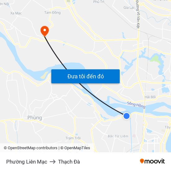 Phường Liên Mạc to Thạch Đà map