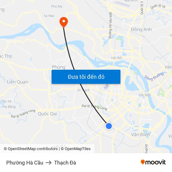 Phường Hà Cầu to Thạch Đà map