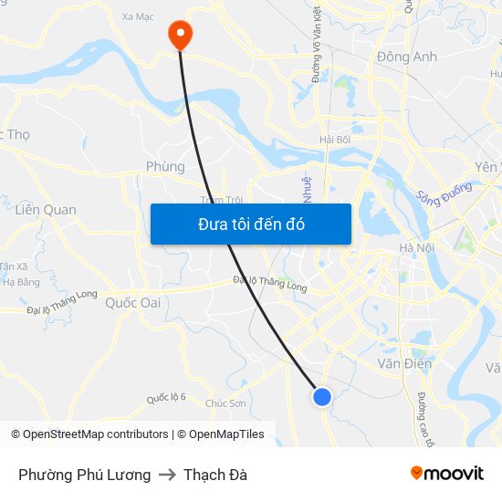 Phường Phú Lương to Thạch Đà map