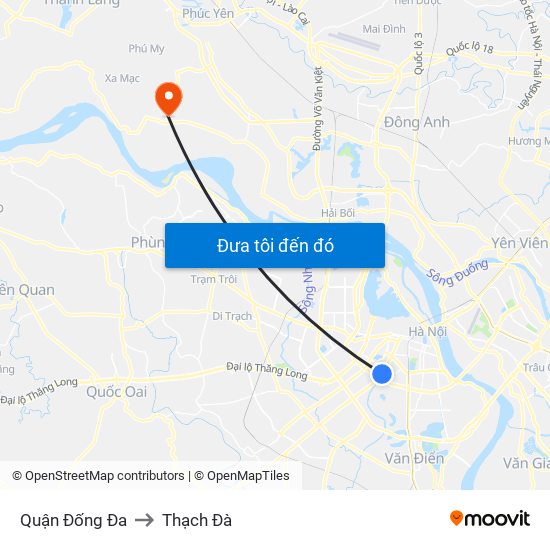 Quận Đống Đa to Thạch Đà map