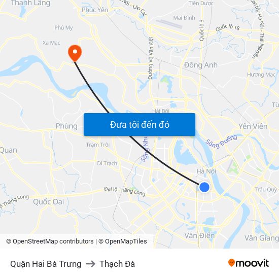 Quận Hai Bà Trưng to Thạch Đà map