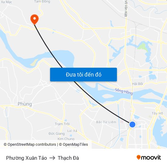 Phường Xuân Tảo to Thạch Đà map