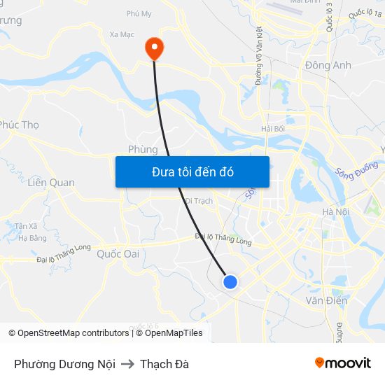 Phường Dương Nội to Thạch Đà map