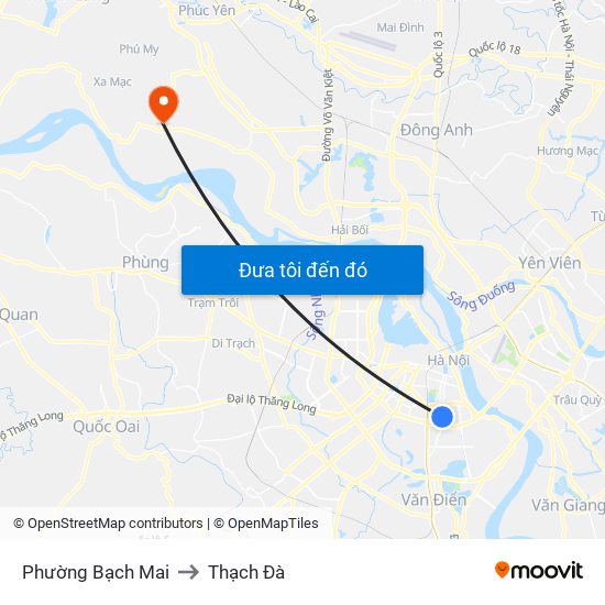 Phường Bạch Mai to Thạch Đà map