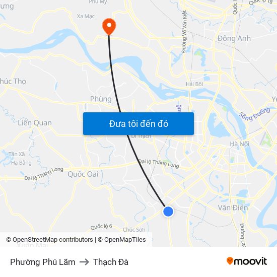 Phường Phú Lãm to Thạch Đà map