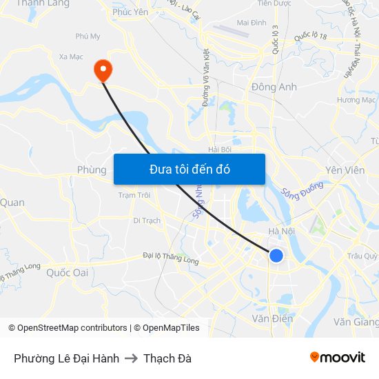 Phường Lê Đại Hành to Thạch Đà map