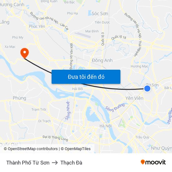 Thành Phố Từ Sơn to Thạch Đà map