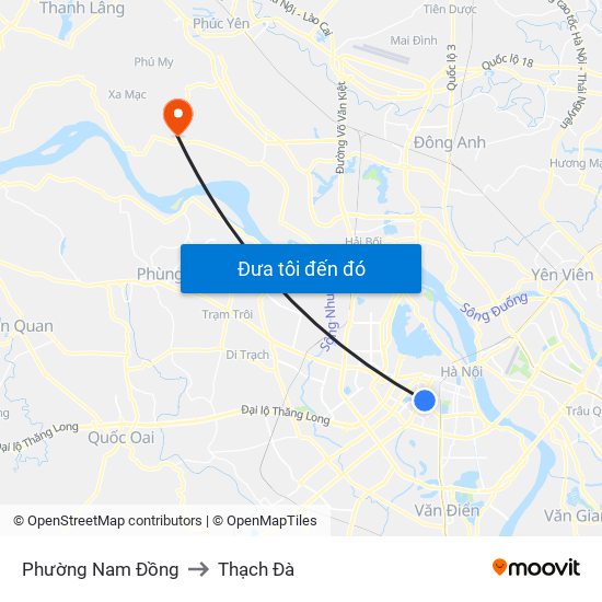 Phường Nam Đồng to Thạch Đà map