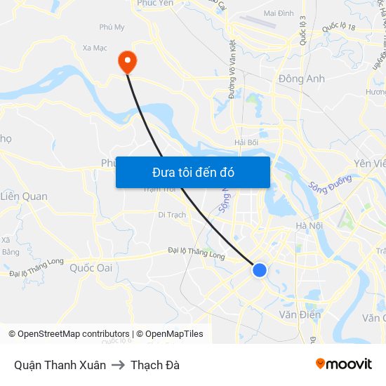 Quận Thanh Xuân to Thạch Đà map