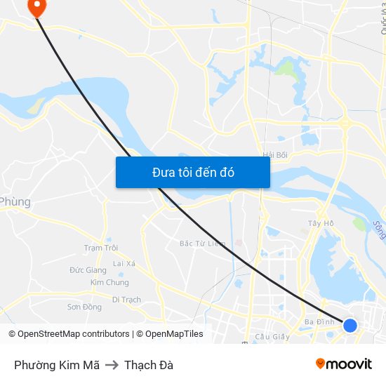 Phường Kim Mã to Thạch Đà map