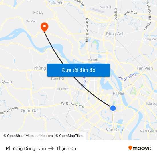 Phường Đồng Tâm to Thạch Đà map