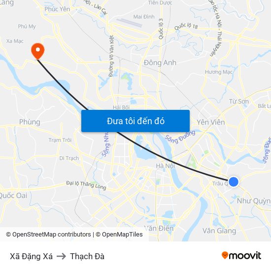 Xã Đặng Xá to Thạch Đà map