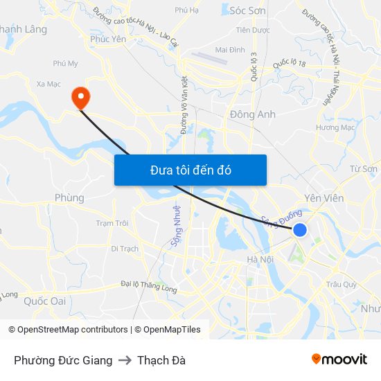 Phường Đức Giang to Thạch Đà map