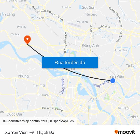 Xã Yên Viên to Thạch Đà map