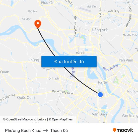 Phường Bách Khoa to Thạch Đà map