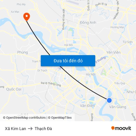 Xã Kim Lan to Thạch Đà map