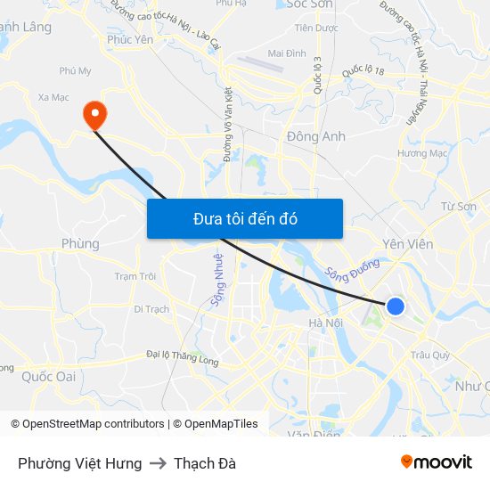 Phường Việt Hưng to Thạch Đà map