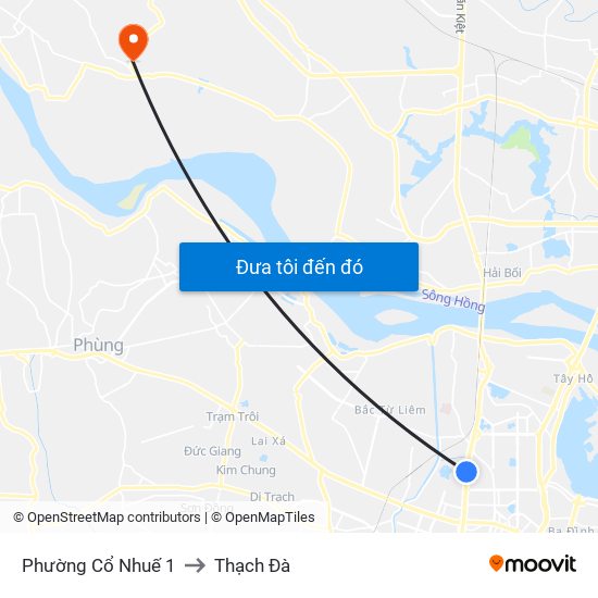 Phường Cổ Nhuế 1 to Thạch Đà map