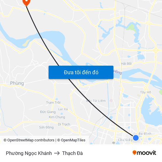 Phường Ngọc Khánh to Thạch Đà map