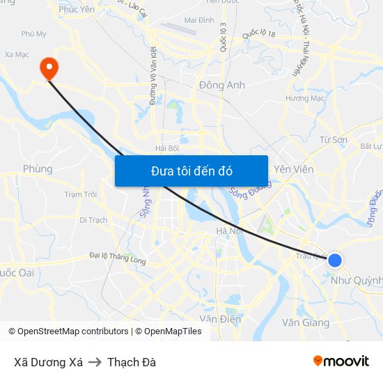 Xã Dương Xá to Thạch Đà map