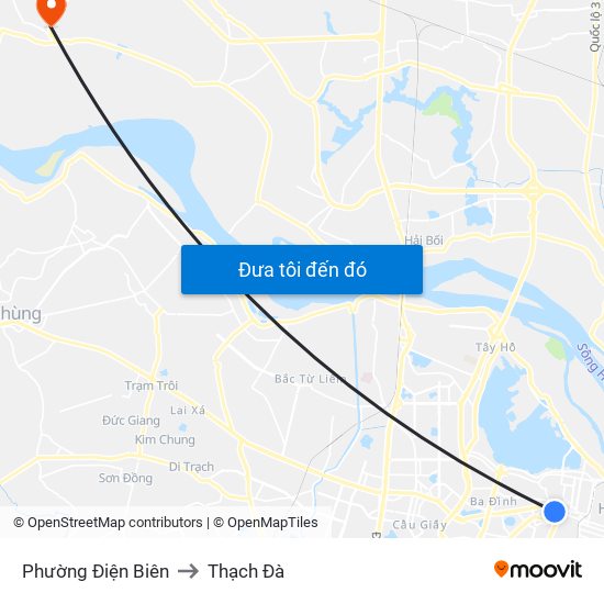 Phường Điện Biên to Thạch Đà map