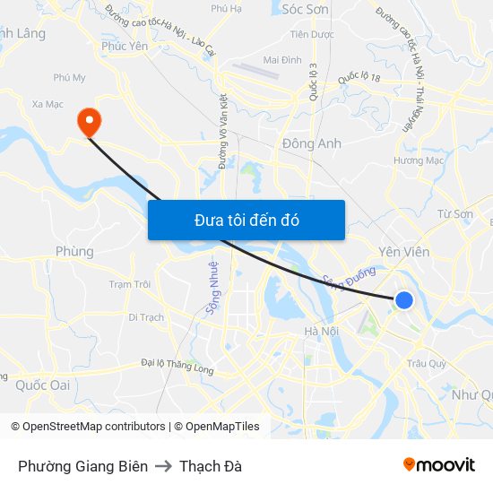 Phường Giang Biên to Thạch Đà map
