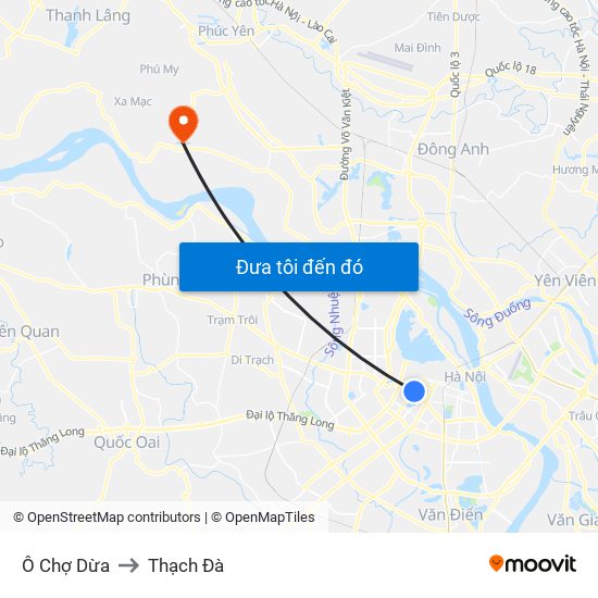 Ô Chợ Dừa to Thạch Đà map