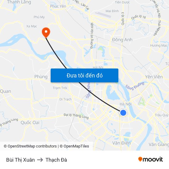 Bùi Thị Xuân to Thạch Đà map