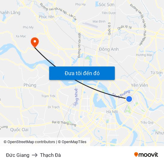 Đức Giang to Thạch Đà map