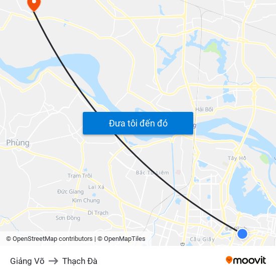 Giảng Võ to Thạch Đà map