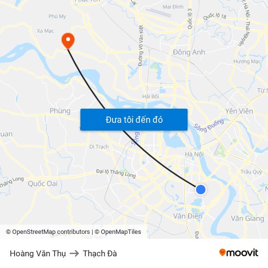 Hoàng Văn Thụ to Thạch Đà map