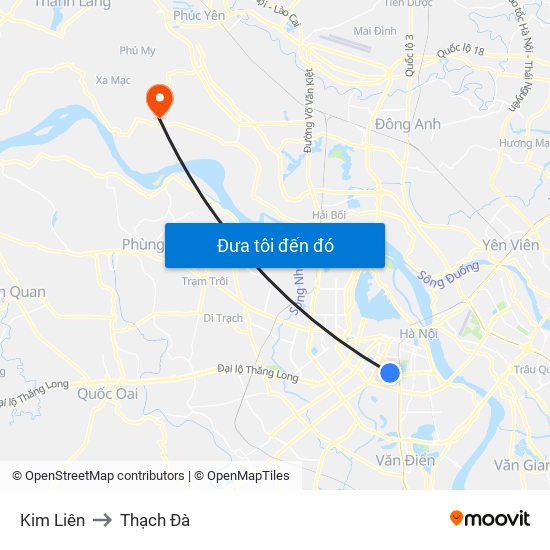 Kim Liên to Thạch Đà map