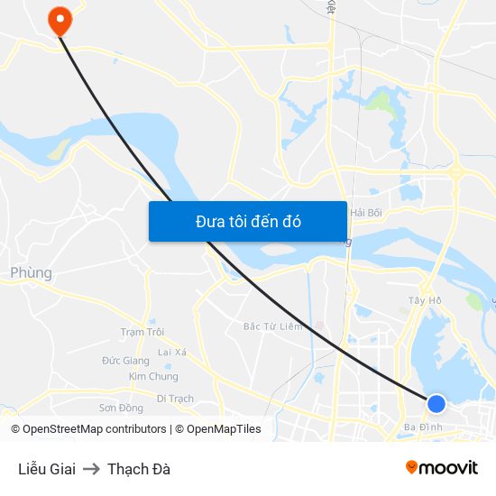 Liễu Giai to Thạch Đà map