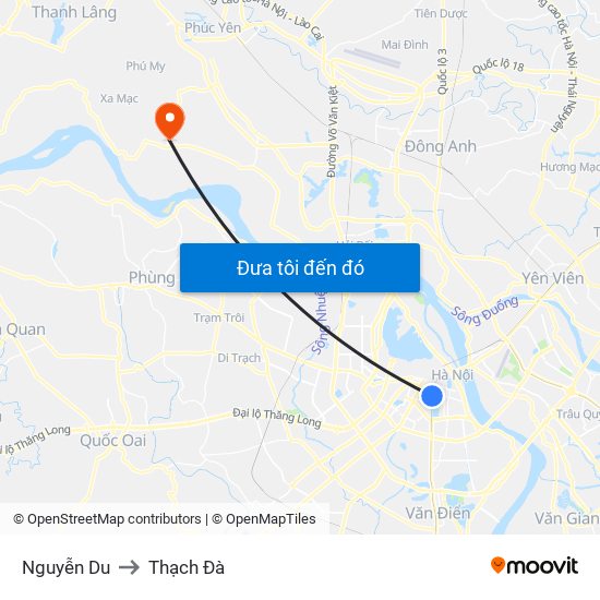 Nguyễn Du to Thạch Đà map