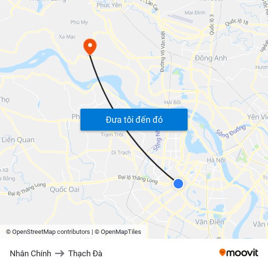 Nhân Chính to Thạch Đà map