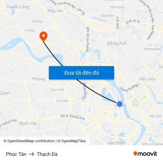 Phúc Tân to Thạch Đà map