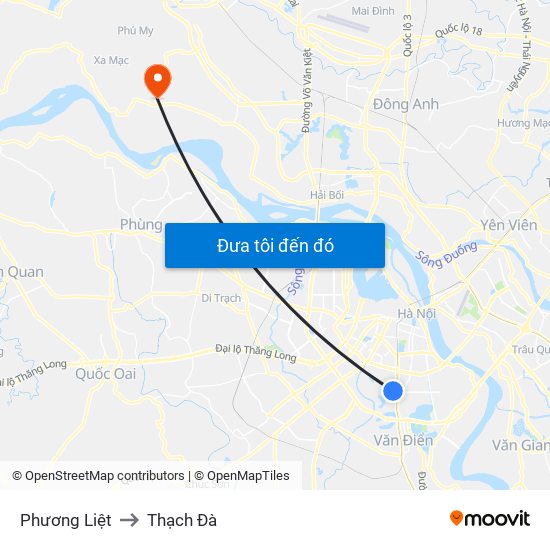 Phương Liệt to Thạch Đà map