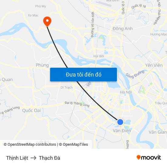 Thịnh Liệt to Thạch Đà map